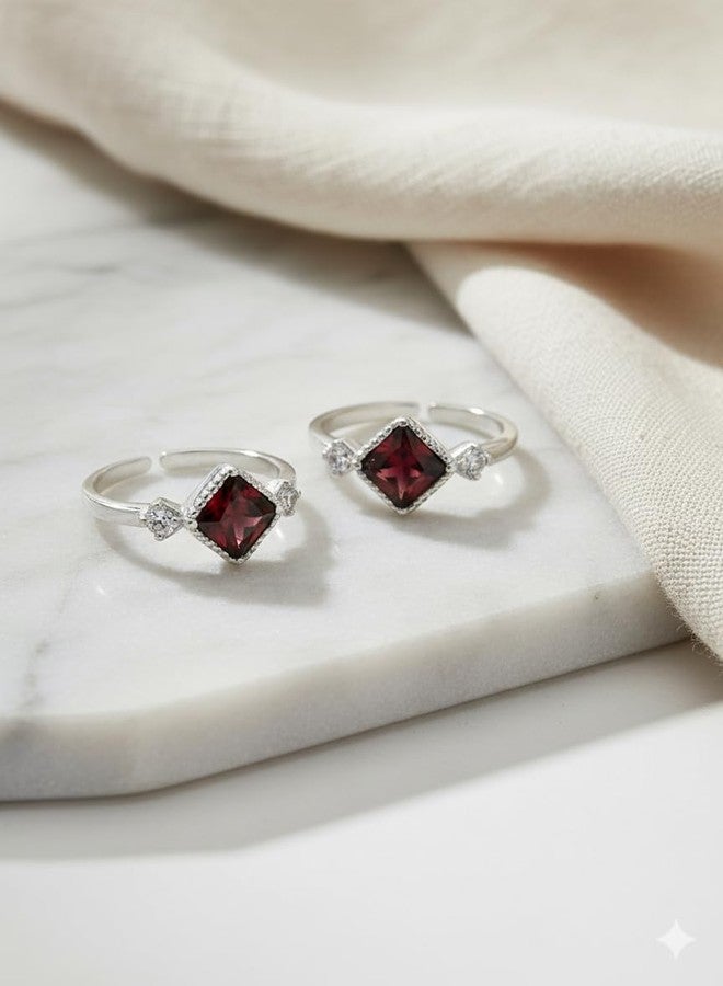 Parnika (Formerly MJ 925 Exotic CZ Silver Toe Rings (Leg Finger Rings) in Pure 92.5 Sterling Silver for Women | Chandi Bichiya | With Certificate of Authenticity | (1 Line White) - Image 2
