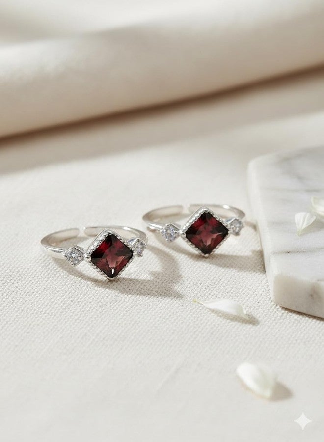 Parnika (Formerly MJ 925 Exotic CZ Silver Toe Rings (Leg Finger Rings) in Pure 92.5 Sterling Silver for Women | Chandi Bichiya | With Certificate of Authenticity | (1 Line White) - Image 3