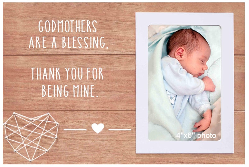 NZY Mothers DayGodmother Baptism GiftsAppreciation PresentsBirthday Christmas GiftsGodmother Are a Blessing Thank You for Being MineWooden Picture Frame Photo Frame