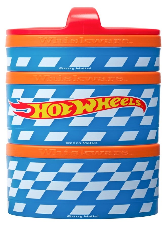 Whiskware (Checkers) Whiskware Stackable Snack Pack - 3 Jar + Handle - Red/Orange/Blue - Image 1