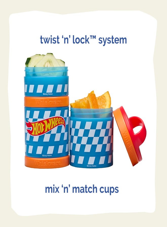 Whiskware (Checkers) Whiskware Stackable Snack Pack - 3 Jar + Handle - Red/Orange/Blue - Image 3