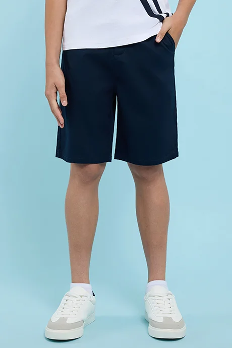 أر أند بي Solid Shorts with Button Closure