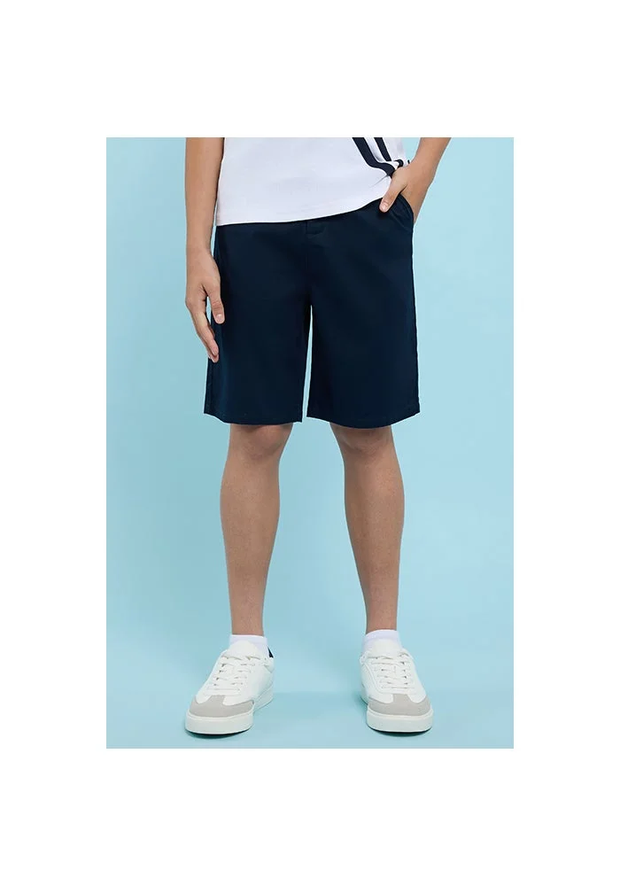 أر أند بي Solid Shorts with Button Closure