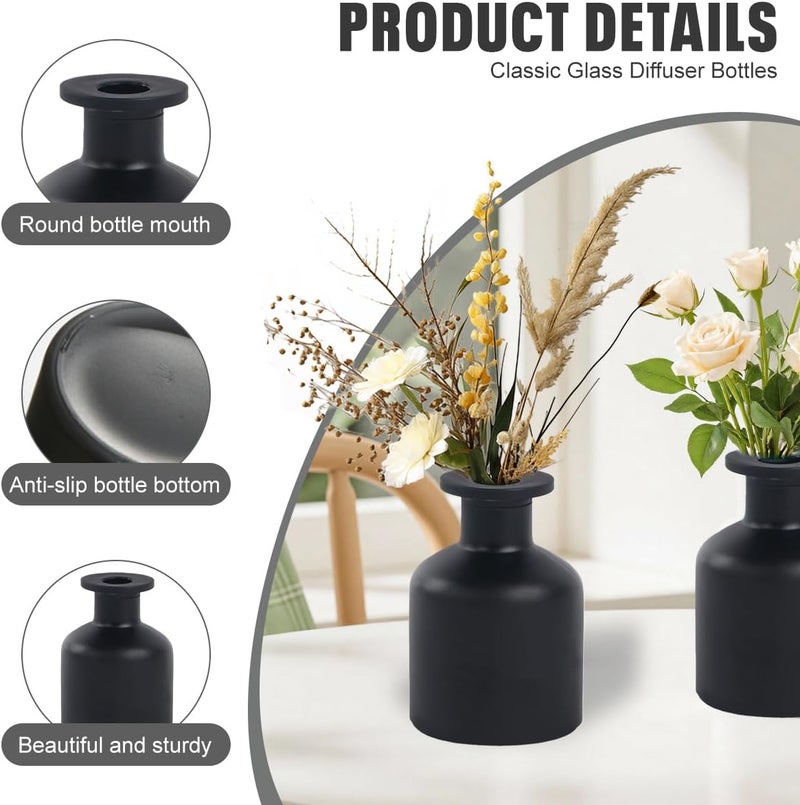 NaRaMax 1PCS 150ml/5oz Empty Refillable Glass Diffuser Bottle Diffuser Jars Aromatherapy Storage Container Fragrance Accessories Use for DIY Replacement Reed Diffuser Sticks Crafts Decor (Black) - Image 2