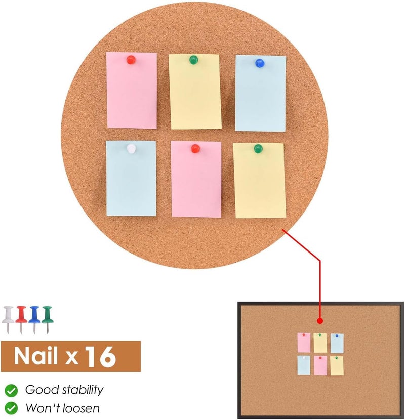 Board2by لوحة إعلانات Board2by من الفلين 24 بوصة × 18 بوصة، إطار خشبي أسود، لوحة مكتب للجدار من الفلين، لوحة إعلانات كبيرة مثبتة على الحائط مع 16 دبابيس دفع للمدرسة، المنزل والمكتب - Image 4