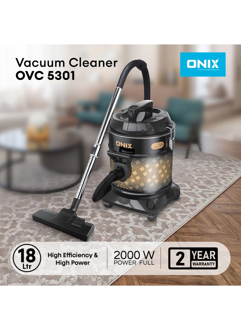 ONIX VACUUM CLEANER 18 LTR - Powerful 2000W Input, Large 18 Liter Dust Capacity, Blower Function, and Convenient Carrying Handle- Black  - Image 2