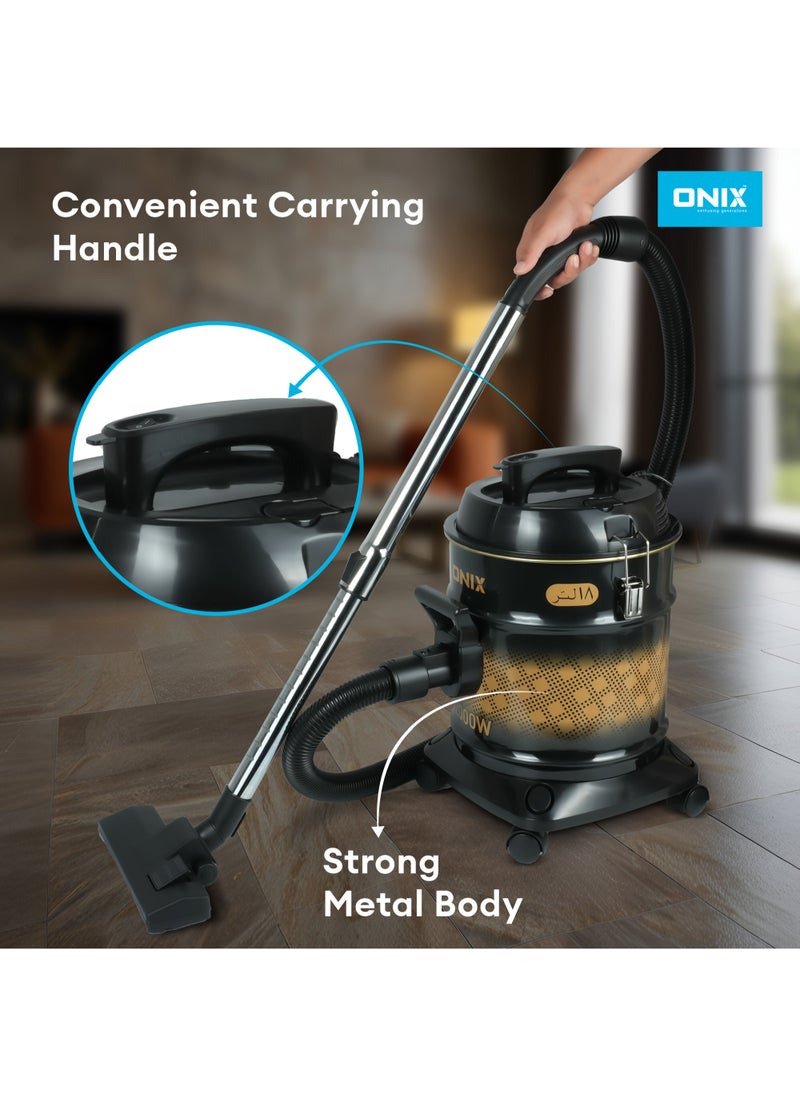 ONIX VACUUM CLEANER 18 LTR - Powerful 2000W Input, Large 18 Liter Dust Capacity, Blower Function, and Convenient Carrying Handle- Black  - Image 5