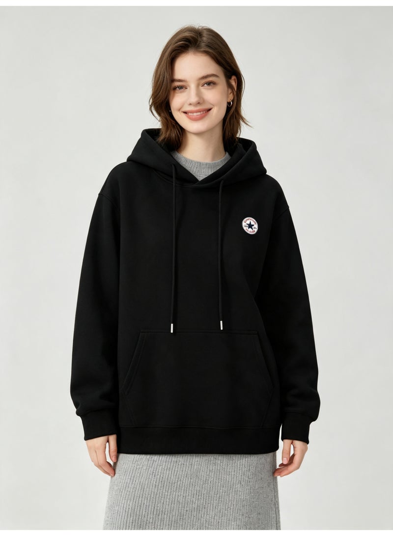 كونفرس CONVERSE Men's and women's basic hooded autumn loose pullover sweater - Image 5