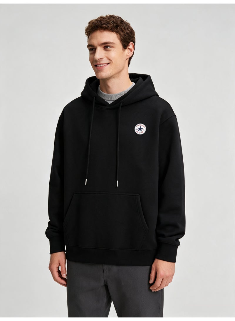 كونفرس CONVERSE Men's and women's basic hooded autumn loose pullover sweater - Image 1