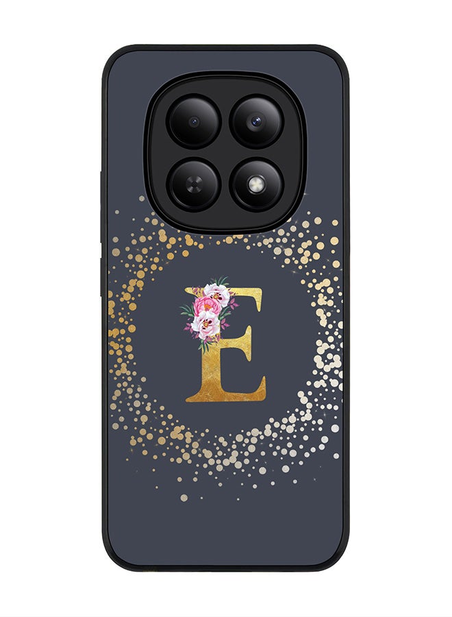 For Xiaomi Redmi Note 15 4G Case,Slim fit Camera Protection, Shockproof Thin Phone cover  - Custom Monogram Floral - E  (Grey )