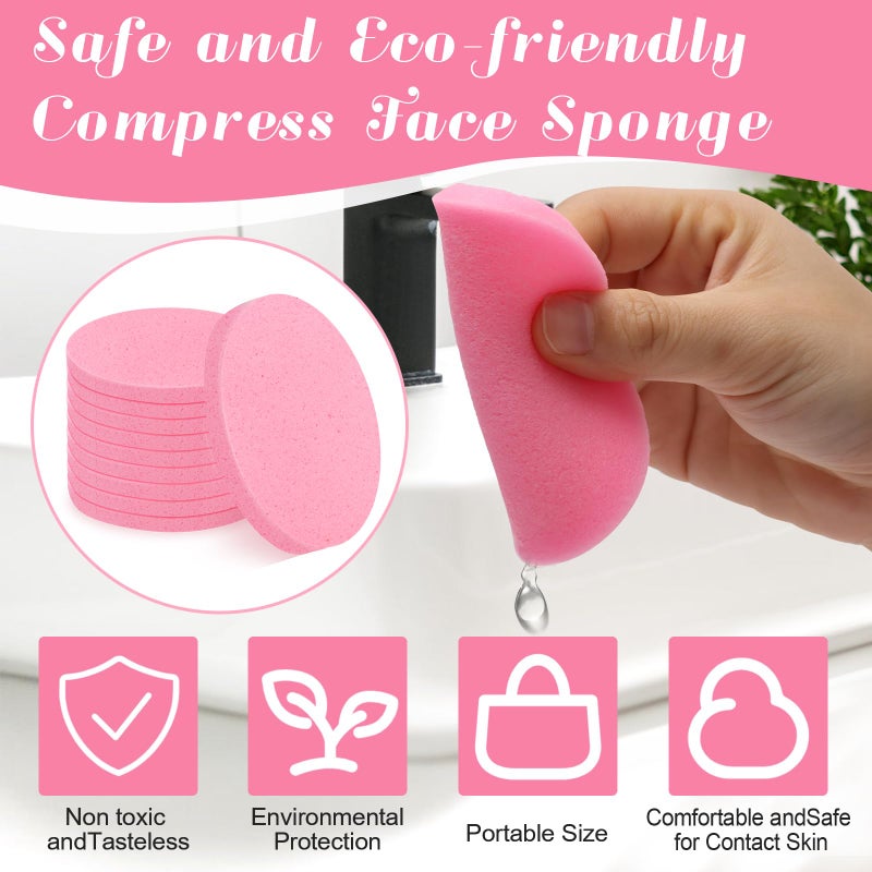Luxiv 120 Pcs Facial Sponge Compressed, Luxiv Face Cleansing Sponge Estheticians Compressed Makeup Facial Sponge Round Wash Face Sponges for Women Compress Exfoliating Removal Sponge - Image 3