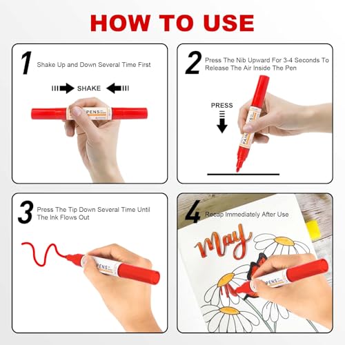 Betem 9 Count Dual Tip Oil Based Paint Markers Acrylic Paint Pens(0.7mm & 3mm), Permanent Marker Paint Markers, Waterproof, Quick Dry, for Fabric, Rock Painting, Wood, Plastic, Ceramic, Metal, Canvas - Image 2