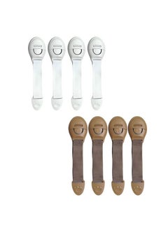 KidDough Furniture Safety Locks For Kids - Pack Of 4 Beige + 4 White Locks, Child Safety Locks For Drawers, Cabinets, Fridge, Cupboard Lock, Strong And Adhesive Safety Locks  - Image 1