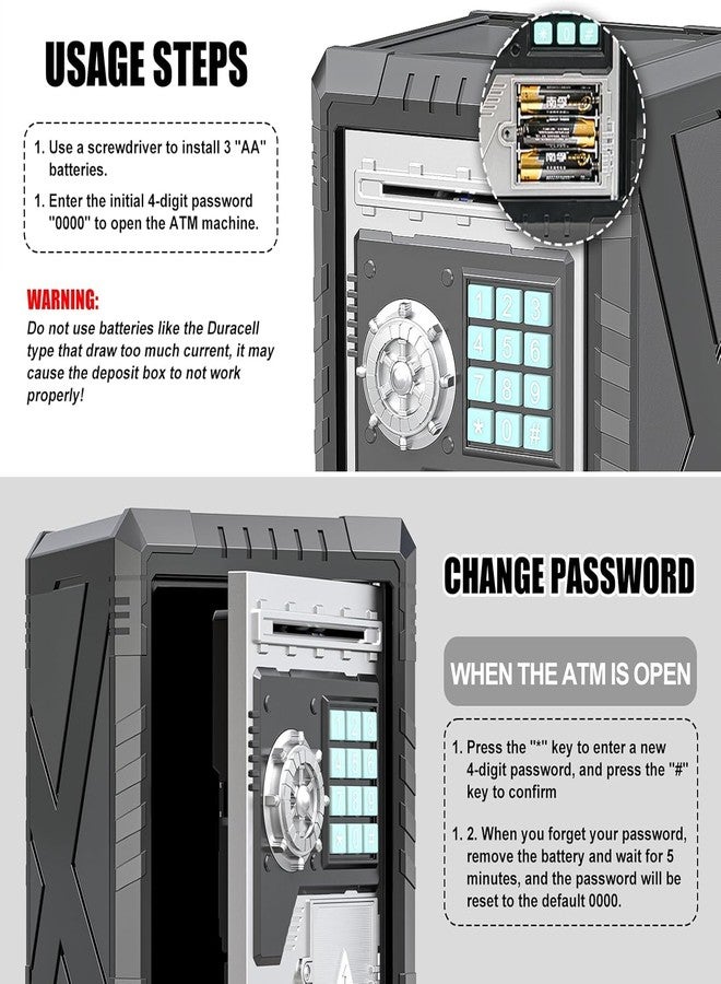 Mummy Please DIY ATM Piggy Bank|Mini ATM|Coin Bank Money Saving Box with Password,【Tijori Black DIY ATM】 Kids Safe Money Bank for Kids with Auto Grab Note Slot - Image 5