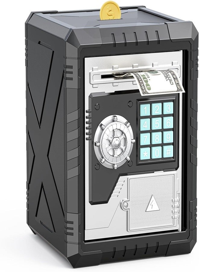 Mummy Please DIY ATM Piggy Bank|Mini ATM|Coin Bank Money Saving Box with Password,【Tijori Black DIY ATM】 Kids Safe Money Bank for Kids with Auto Grab Note Slot - Image 1