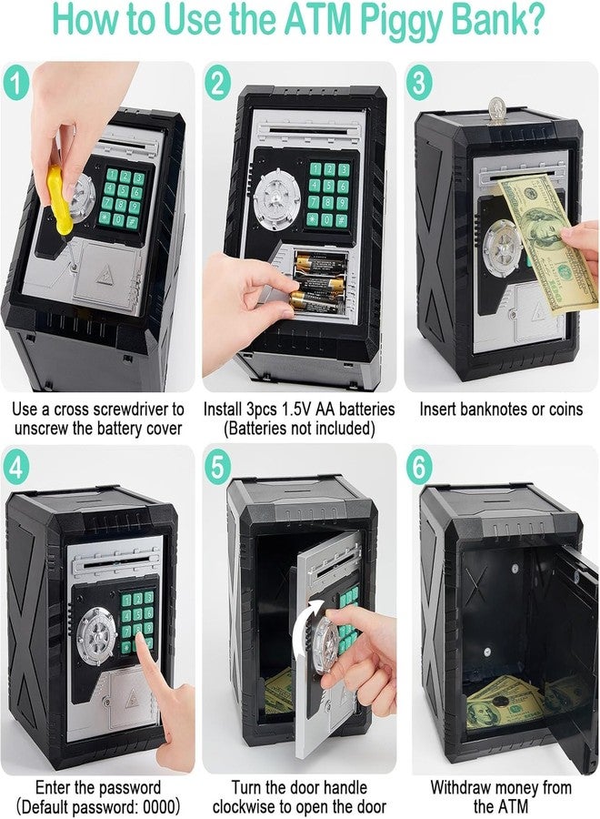 Mummy Please DIY ATM Piggy Bank|Mini ATM|Coin Bank Money Saving Box with Password,【Tijori Black DIY ATM】 Kids Safe Money Bank for Kids with Auto Grab Note Slot - Image 2