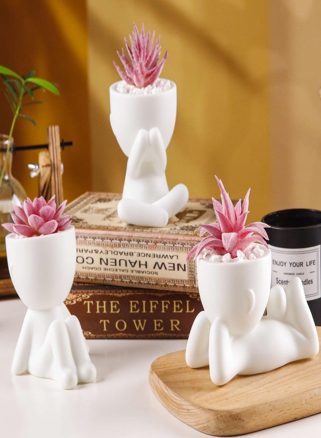 Der Rose 3pcs Fake Succulents Plants Artificial Pink Room Office Desk Decor for Women - Image 2