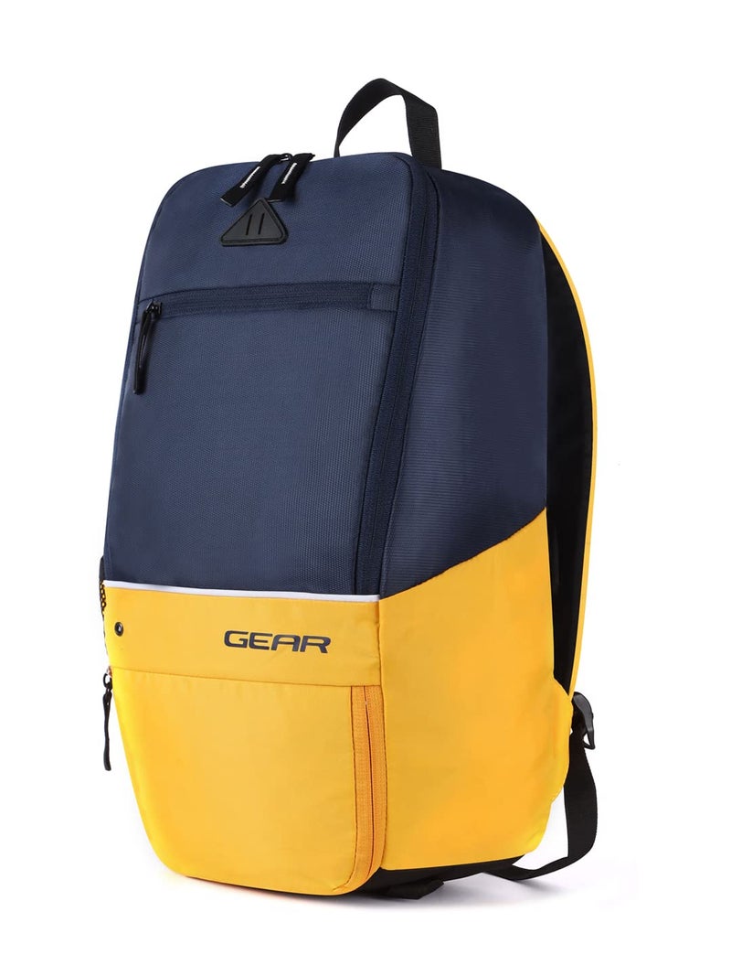 Gear حقيبة مدرسية مقاومة للماء بحجم XL 17 لتر/حقيبة ظهر قياسية غير رسمية 4 حجرات/حقيبة كلية/حقيبة رياضية مع حجرة للأحذية للرجال/النساء (كحلي-أصفر) - Image 2