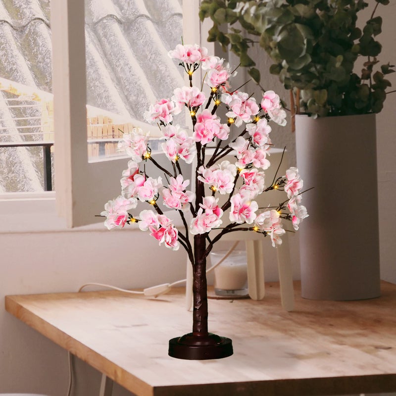 FUCHSUN $$$ FUCHSUN 18 Inch Cherry Blossom Tree Lamp with LED Light, Lighted Artificial Tree with Pink Flowers Spring Decoration for Home Office Party Wedding, 8 Lighting Modes & Timer - Image 2