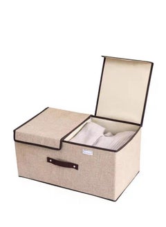 XiuWoo 2 Pcs Large Capacity Foldable Storage Box Double Cover Clothes Organizer - Brown  - Image 5