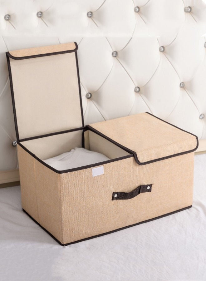 XiuWoo 2 Pcs Large Capacity Foldable Storage Box Double Cover Clothes Organizer - Brown - Image 3