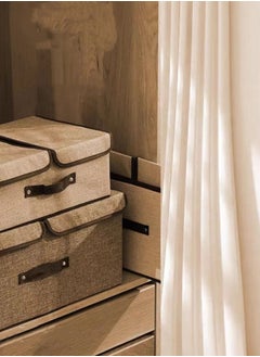XiuWoo 2 Pcs Large Capacity Foldable Storage Box Double Cover Clothes Organizer - Brown  - Image 4