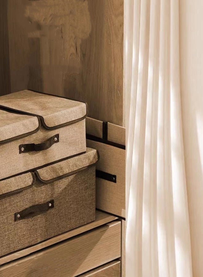 XiuWoo 2 Pcs Large Capacity Foldable Storage Box Double Cover Clothes Organizer - Brown - Image 4