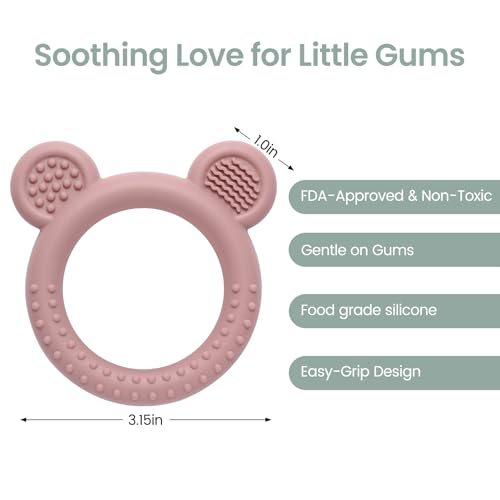 Eascrozn Baby Teething Toys 3-6 Months, Teethers for Babies 6-12 Months, Silicone Teething Ring Toys Easy to Grasp, Teething Relief for Baby Infant Toys, BPA Free - Image 2