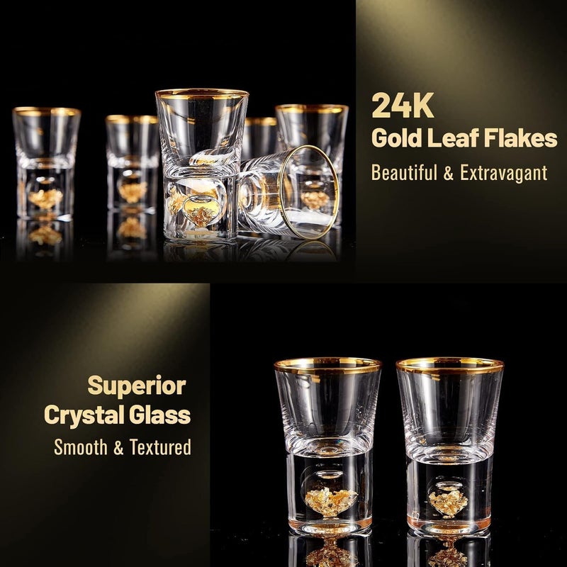 DUJUST Shot Glasses (1.5oz), Crystal Shot Glass Set Decorated with 24K Gold Leaf Flakes, Cool & Cute Shot Cups, BPA-Free & Lead-Free, Perfect for DÃ©cor & Collection, Gift Choices - 2 pcs - Image 3