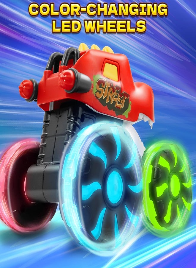 Intoypad Red Chomping Dino Monster Truck Toy – Press and Go Car with LED Light Wheels – Light-Up Push Car for Toddlers Boys Girls Ages 2 3 4 5 – Dinosaur Toy with Moving Mouth Action - Image 2