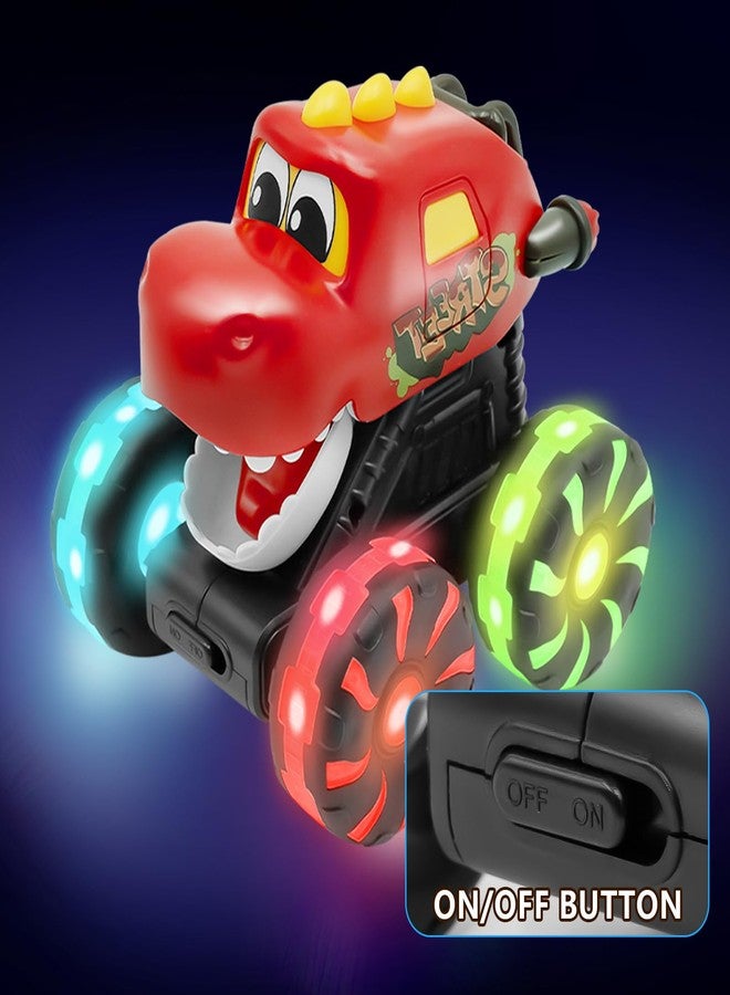 Intoypad Red Chomping Dino Monster Truck Toy – Press and Go Car with LED Light Wheels – Light-Up Push Car for Toddlers Boys Girls Ages 2 3 4 5 – Dinosaur Toy with Moving Mouth Action - Image 5