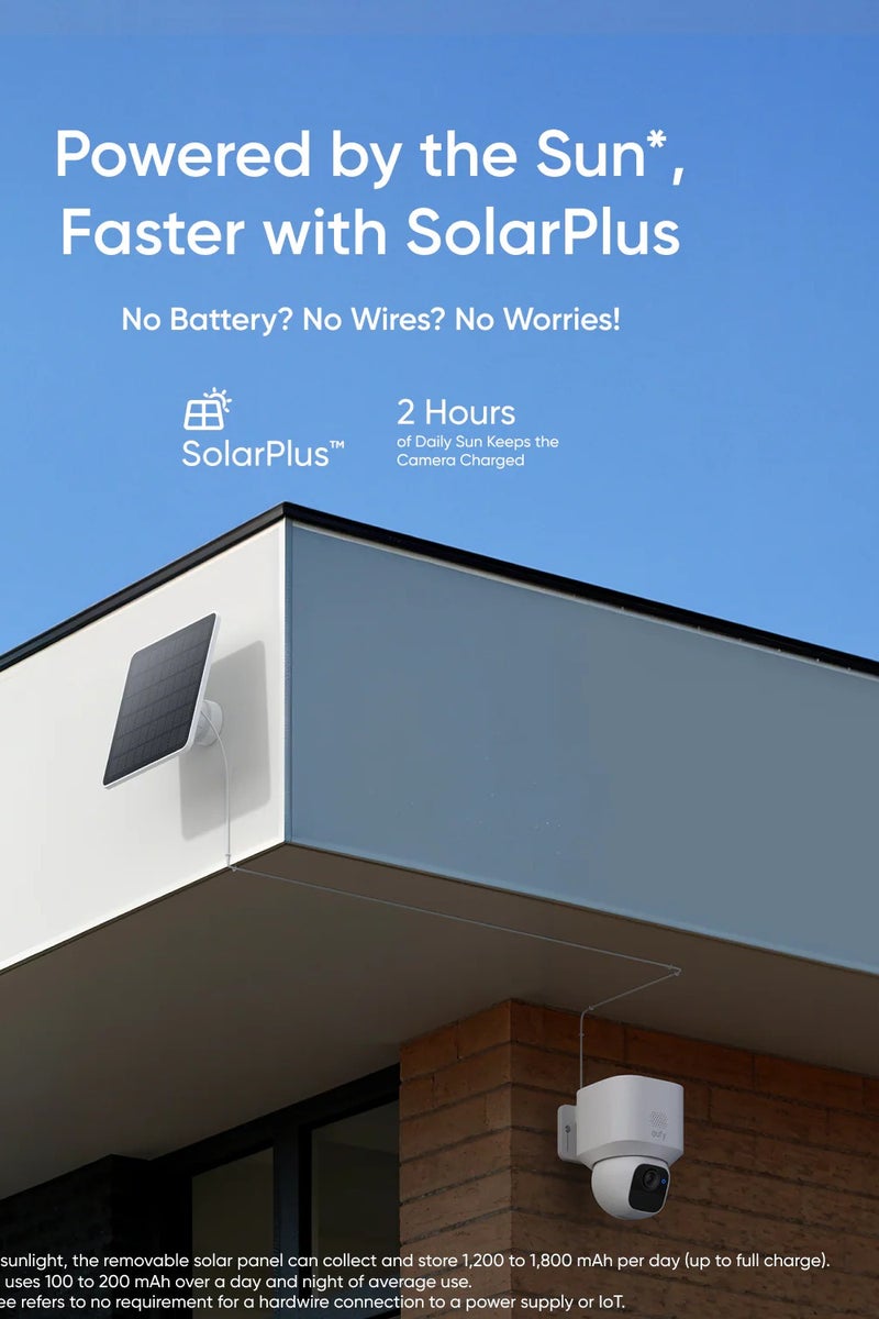 إيوفي كاميرا مراقبة لاسلكية E30 تعمل بالطاقة الشمسية بدقة 2K، بدقة 1440 بكسل عالية الوضوح، رؤية ليلية ملونة، مقاومة للعوامل الجوية، تتبع الحركة، صوت ثنائي الاتجاه - Image 2