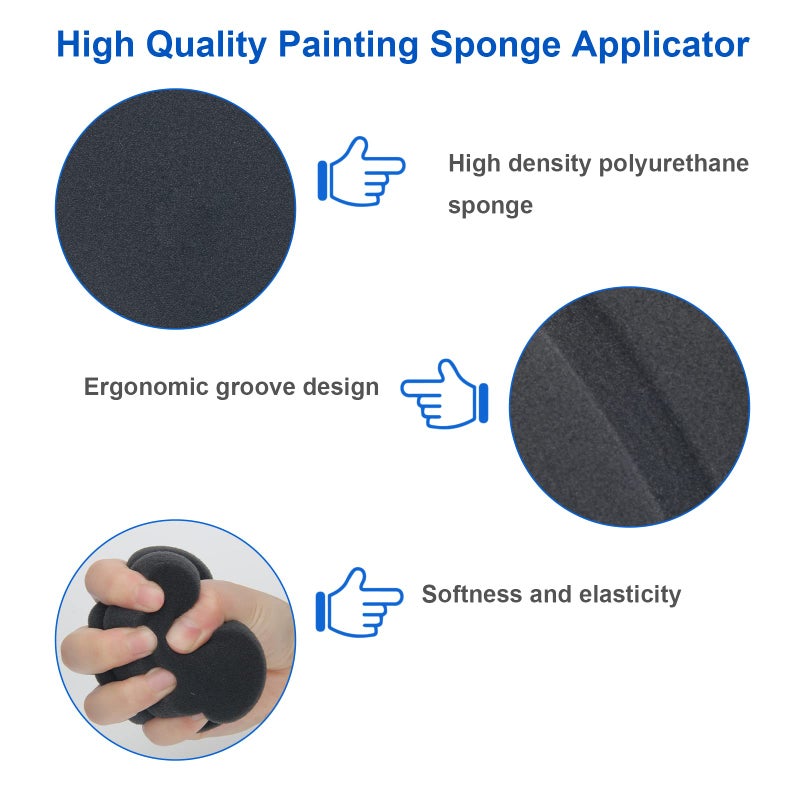 Boyistar Paint Sponge Applicator 3Pcs, Boyistar Black Detail Painting Sponge for Car Waxing, Wall Repairing Kitchen Cleaning with Storage Mesh Bag (Black) - Image 2