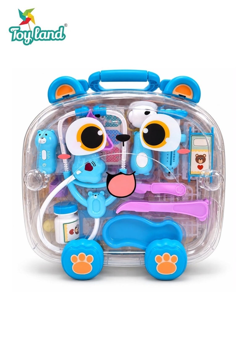 Toy Land Kids Doctor Medical Kit 27-Piece Pretend Play Set with Carry Case, Stethoscope, Syringe, Thermometer & Medical Accessories, Educational Role Play Doctor Toy for Boys & Girls Ages 3+ - Image 1