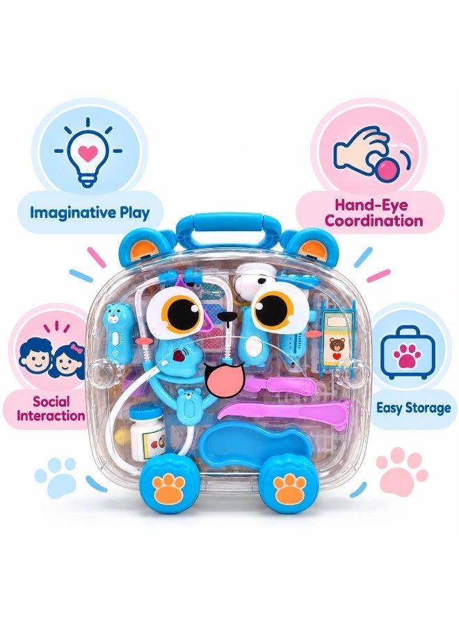 Toy Land Kids Doctor Medical Kit 27-Piece Pretend Play Set with Carry Case, Stethoscope, Syringe, Thermometer & Medical Accessories, Educational Role Play Doctor Toy for Boys & Girls Ages 3+ - Image 2