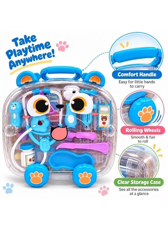 Toy Land Kids Doctor Medical Kit 27-Piece Pretend Play Set with Carry Case, Stethoscope, Syringe, Thermometer & Medical Accessories, Educational Role Play Doctor Toy for Boys & Girls Ages 3+ - Image 3