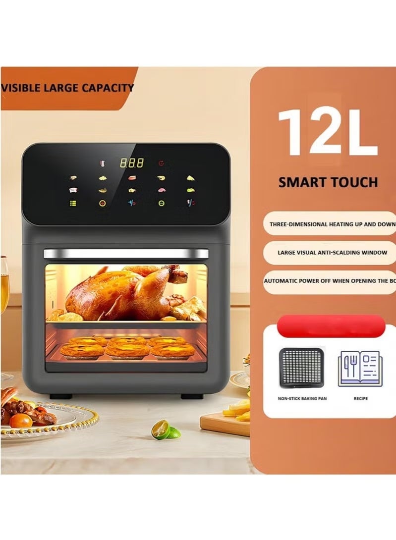 Denx Large 12L Air Fryer with Large Viewing Window and Smart Touch Screen, 1350W, Multifunctional Electric Oven, Oil-Free Air Fryer DX2081 - Image 4