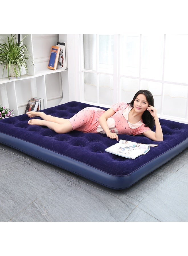 Premium Inflatable Air Mattress Bed with Soft Flocked Top for Indoor Home Use, Outdoor Camping & Beach Trips - Navy Blue - Size 191x137cm (Double) - Image 4