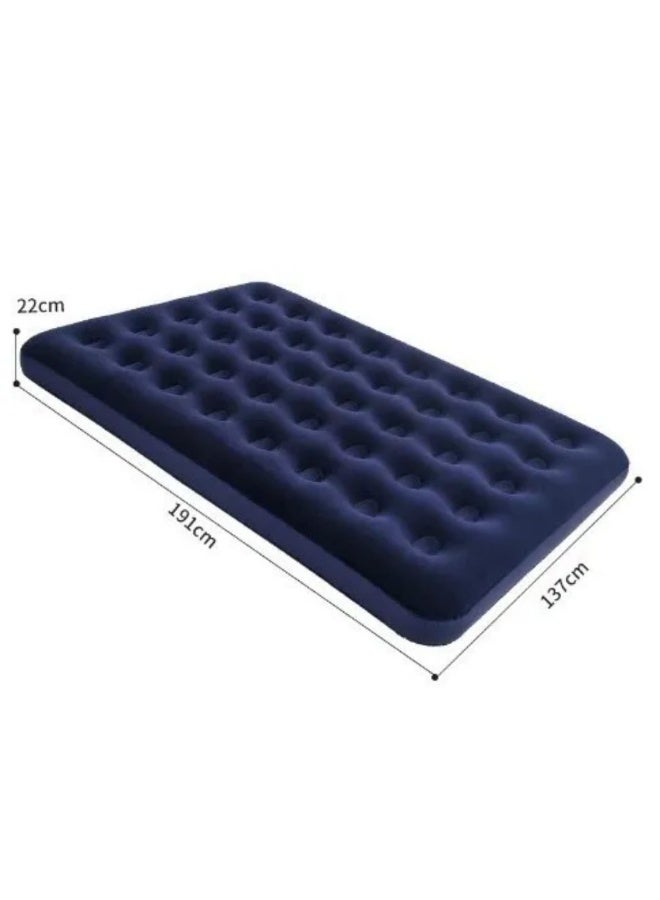 Premium Inflatable Air Mattress Bed with Soft Flocked Top for Indoor Home Use, Outdoor Camping & Beach Trips - Navy Blue - Size 191x137cm (Double) - Image 5