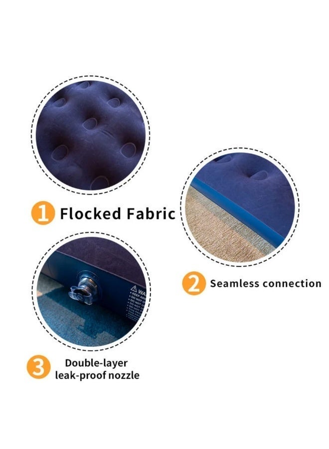Premium Inflatable Air Mattress Bed with Soft Flocked Top for Indoor Home Use, Outdoor Camping & Beach Trips - Navy Blue - Size 191x137cm (Double) - Image 3