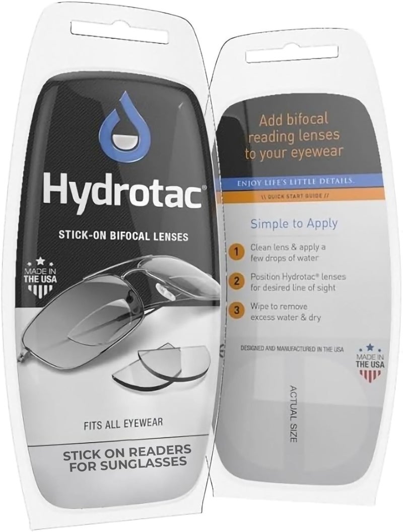 Calabria Calabria Hydrotac OPTX 2020 Stick On BiFocal Lenses 250 Mens Womens Magnifying BiFocal Reusable Reader Adhesive Stickers 