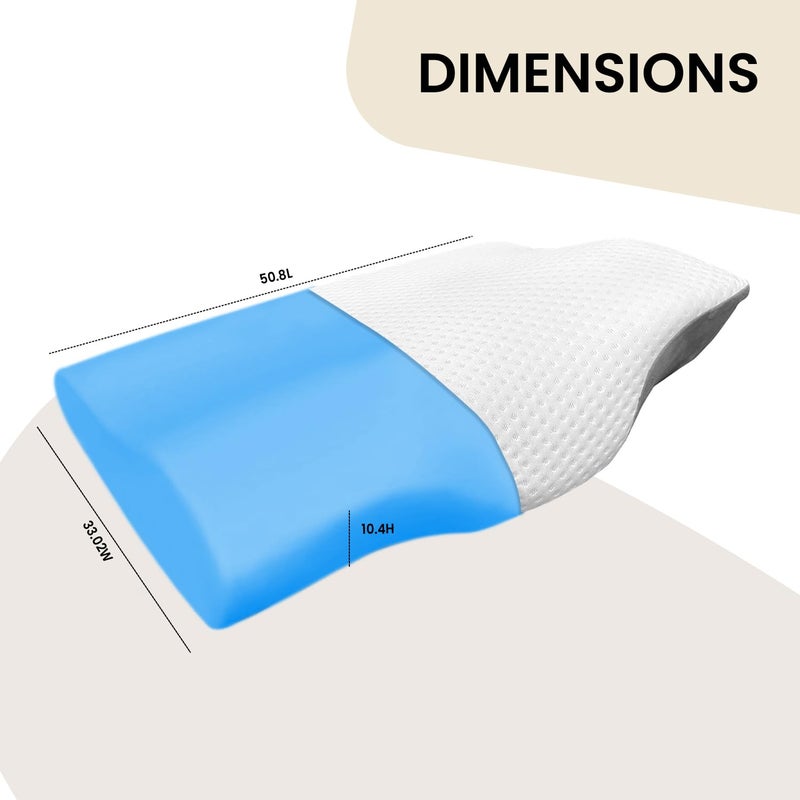 Sleepsia Memory Foam Pillow 1 Year Warranty Cervical Pillow for Neck Pain Pillow for Neck Pain Orthopedic Pillow with Extra Curve Neck Support for Sleeping Side Back Sleepers GreyWhiteGel - Image 2