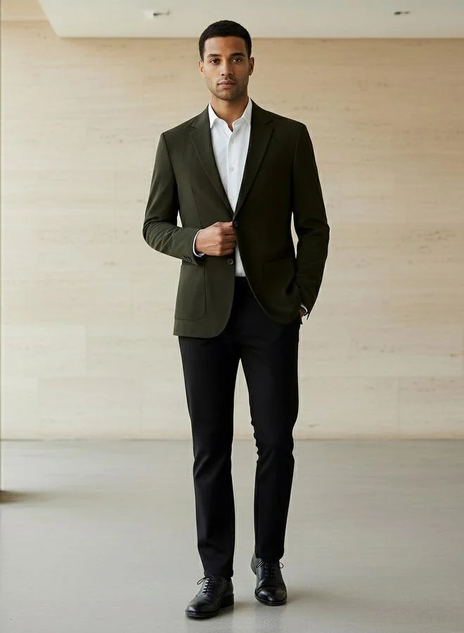 Iconic Iconic Men Slim Fit Notch Lapel Blazer