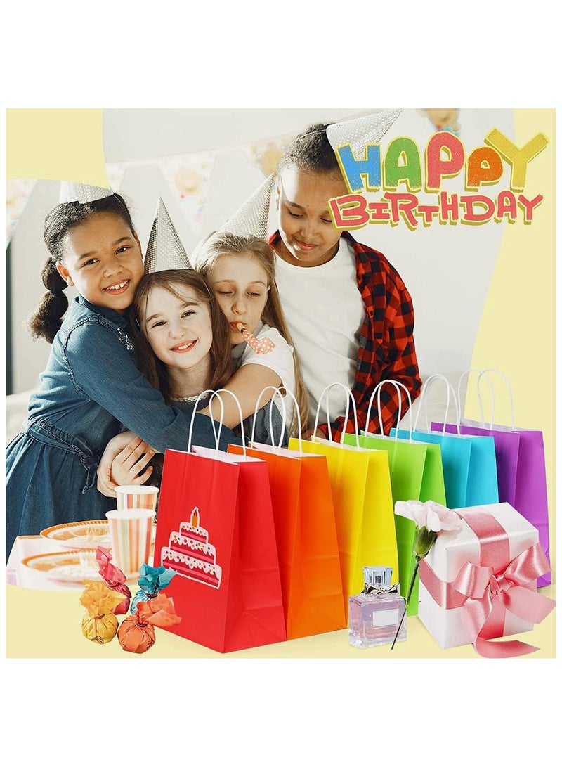 SKY-TOUCH 24pcs Paper Gift Bags Kraft Paper Bags Party Favor Bags with Handles for Kids Birthday Baby Shower Crafts Wedding Party Supplies Size 21x15x8 cm (6 colors) - Image 5