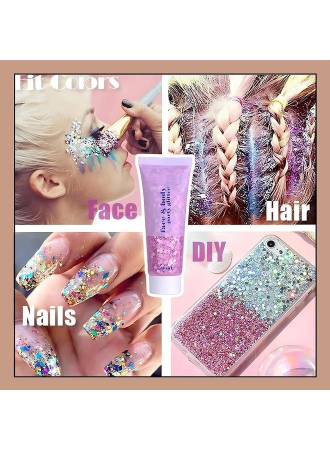 فيزي جل لامع للجسم، لمعان للوجه، جل لامع للجسم، ترتر، ظلال عيون سائلة لامعة، لمعان كثيف للوجه والشعر والأظافر، بودرة ليزر تجميلية ثلاثية الأبعاد، مكياج لامع للمهرجانات 50 مل (لون كريستالي) - Image 3
