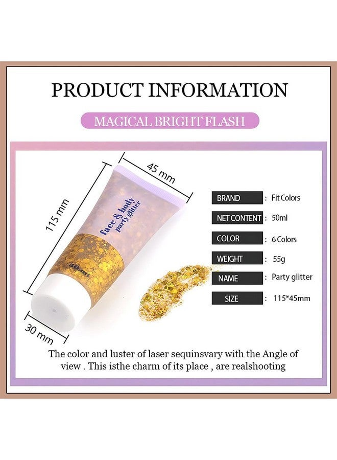 فيزي جل لامع للجسم، لمعان للوجه، جل لامع للجسم، ترتر، ظلال عيون سائلة لامعة، لمعان كثيف للوجه والشعر والأظافر، بودرة ليزر تجميلية ثلاثية الأبعاد، مكياج لامع للمهرجانات 50 مل (لون كريستالي) - Image 4