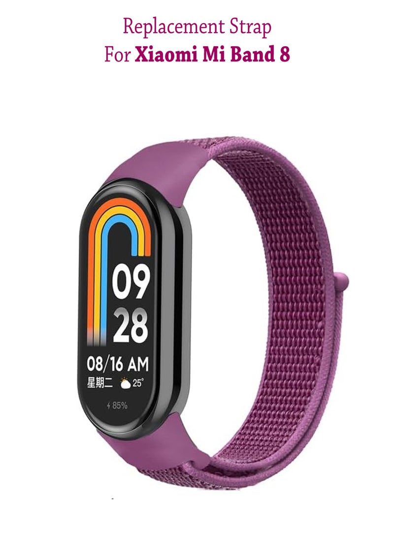 Soft Nylon Strap Replacement Band For Xiaomi Mi Band 8 - Purple