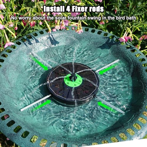 Yzert Solar Fountain with LED Lights Green Flower, 3.5W Glass Solar Bird Bath Fountains Pump with 2200 mAh Battery, Solar Water Fountain for Bird Bath, Garden, Outdoor, Pond -Black Panel Colorful - Image 4