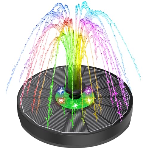 Yzert Solar Fountain with LED Lights Green Flower, 3.5W Glass Solar Bird Bath Fountains Pump with 2200 mAh Battery, Solar Water Fountain for Bird Bath, Garden, Outdoor, Pond -Black Panel Colorful - Image 1
