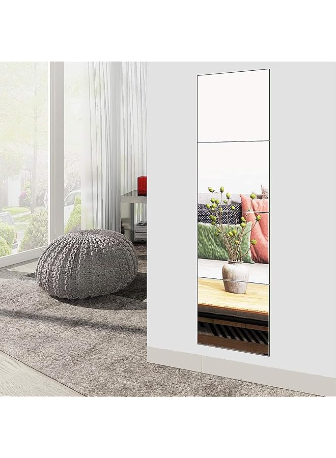 إيروريكس 4 قطع 30 × 30 سم مرآة حائط زجاجية كاملة الطول بدون إطار مثبتة على الحائط للمنزل والمكتب وغرفة النوم وغرفة المعيشة وباب الحمام والصالة الرياضية - Image 2